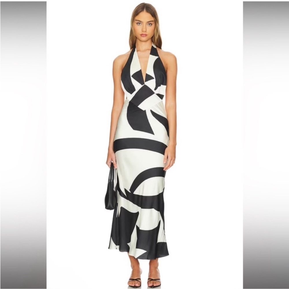 Bardot citron Elegant Black and White Halter Dress
